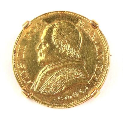 null Pièce en or Pie IX de 20 lires, 1866, la monture en or jaune.

8,73g, 18K, ...