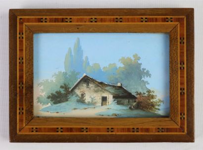 null L. BAQUET, XIXème siècle.

Maison dans un paysage arboré.

Miniature gouachée.

H_5.2...