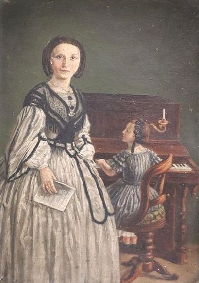 null Ecole française du XIXème siècle.

La jeune pianiste.

Huile sur carton.

H_26,4cm...