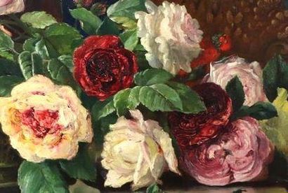 null Bernard PEGOT(1830-1900).

Nature morte aux roses et à la jardinière.

Signée...