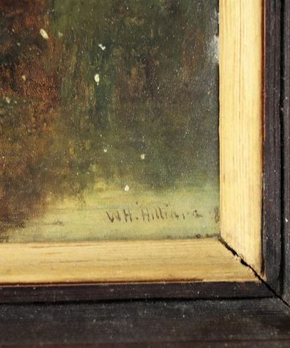 null William Henry HILLIARD (1836-1905).

Paysage au plan d'eau.

Huile sur panneau...