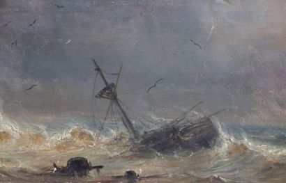 null Henriette GUDIN (1825-1876).

Bateau dans la tempête.

Huile sur panneau, signée...