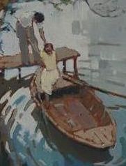 null Gabriel VIE (1888-1973).

De la barque au ponton.

Huile sur panneau, signée...