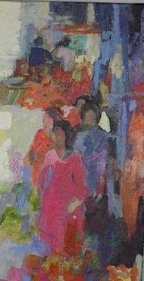 null Monique BARONI (1930-2016).

Scène de marché.

Huile sur toile signée en bas...