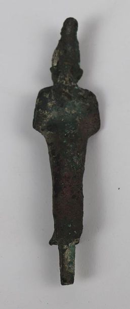 null STATUETTE OSIRIS. Bronze patine verte. 

Égypte, Basse Époque

H_11,5 cm 