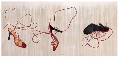 Thierry BISCH (1953). 

Trois escarpins rouges....