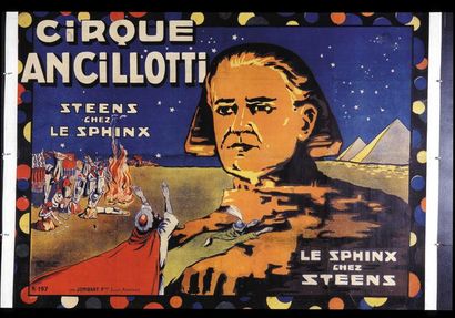 null STEENS . "Cirque Ancilloti. Steens chez le Sphinx.Le Sphinx chez Steens".Lithographie...