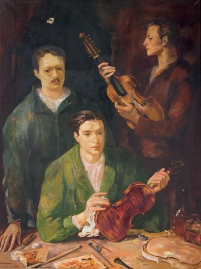 Luigi CORBELLINI (1901-1968) The workshop of the violin maker Emile Français
Huile...