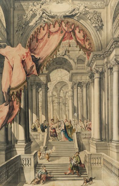 ECOLE AUTRICHIENNE DU XVIIIE SIECLE The presentation at the temple in a gouached-watercolour...