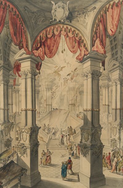 ECOLE AUTRICHIENNE DU XVIIIE SIECLE The presentation at the temple in a gouached-watercolour...