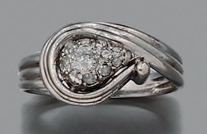 Ring in 18K (750) white gold and platinum,...
