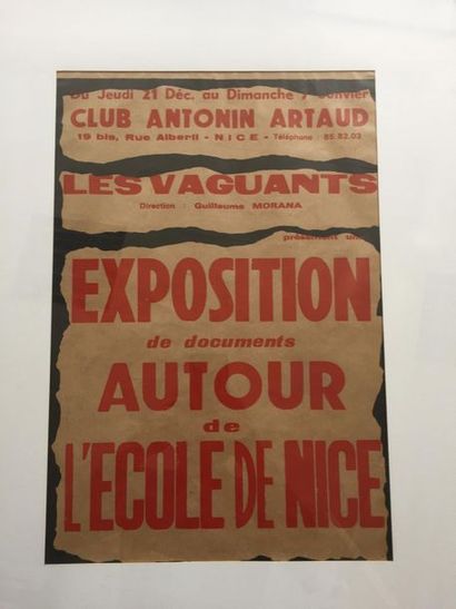  Affiche Exposition ECOLE DE NICE CLUB ANTONIN ARTAUD LES VAGUANTS 1967 Gazette Drouot