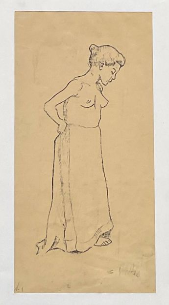  Suzanne VALADON (1865-1938)
Jeune femme au tablier les seins nus.
Bois gravé, numéroté... Gazette Drouot