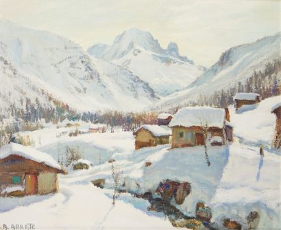null Angelo ABRATE (1900-1985)
"L'hiver au Buet à Vallorcine", 1965.
Huile sur toile,...