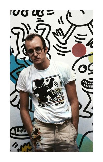 null Keith Haringtirage sur papier photo argentique format 35 x 20,5 cm signé et...