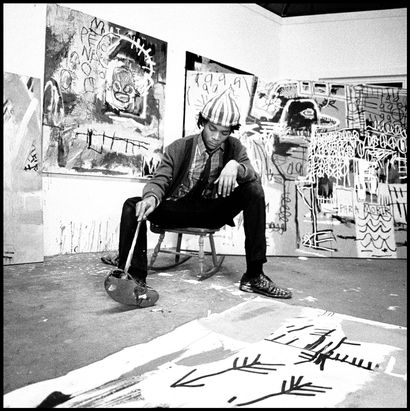Jean Michel Basquiat dans son atelier NYC...