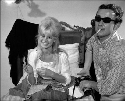 null Brigitte Bardot et Jean Luc Godardtirage sur papier argentique, format 40x50...