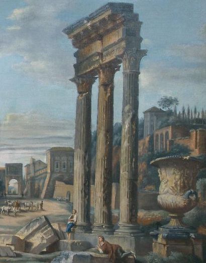 Giovanni PANNINI - Paolo (D'après) (1692-1765) 1 - «Le Forum romain avec les trois...