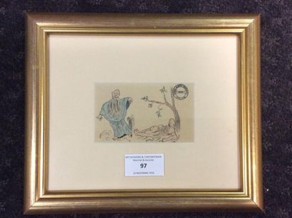 Albert Marquet (1875-1947) 
Deux personnages éméchés.
Plume, encre de chine et aquarelle.
Cachet... Gazette Drouot