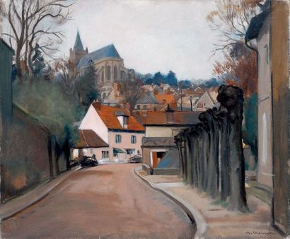 Maurice EHLINGER (1896-1981) 
Montfort l'Amaury.
Huile sur toile, signée en bas à...