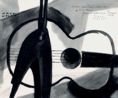 Paul COLIN (1892-1985) 
Composition à la guitare.
Encre, signée en haut à gauche...