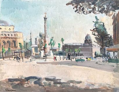 Edmond CERIA (1884-1955) 
«Place du Chatelet».
Huile sur panneau.
Signée en bas à...