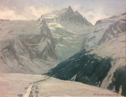 Charles Henri CONTENCIN (1898-1955) «La Meige en hiver».
Huile sur isorel signée... Gazette Drouot