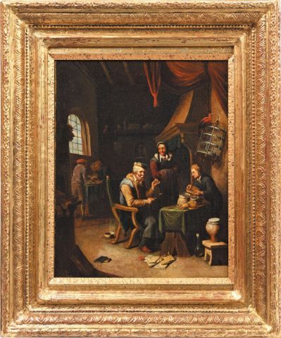 Ecole Hollandaise du XIXe Le changeur.
Huile sur toile.
41,8 x 32,7 cm.