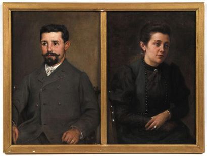 Clovis DIDIER (1858-1939) Portraits d'homme et de femme, 1893.
Deux huiles sur toiles...