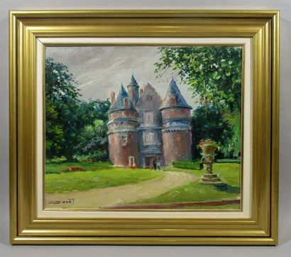 null Pierre DOUET (XXe) "Le Château de Rambures" Huile sur toile signée en bas à...