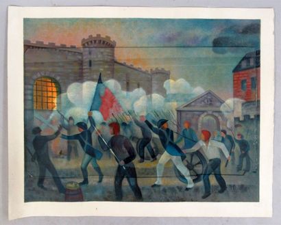 null Louis TOFFOLI (1907-1999) "La Révolution française" Lithographie en couleurs,...