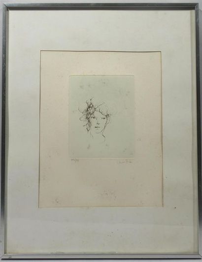 null Leonor FINI (1907-1996) "Portrait de jeune femme" Lithographie signée en bas...