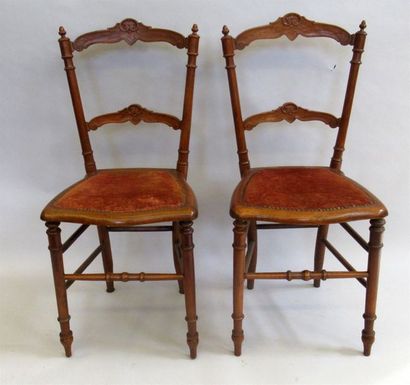 null Paire de chaises en bois fruitier- Travail rustique, époque Napoléon III