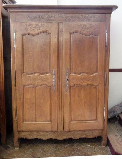 null Armoire en bois naturel - Travail rustique fin XIXe / début XXe siècle H198...