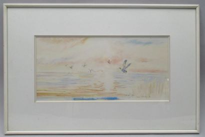 null Jean PY (né en 1921) " La Baie d'Authie" Aquarelle sur papier signée, située...