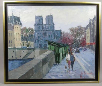 null Guy LEGENDRE (né en 1946) "Notre Dame de Paris et les quais' Huile sur toile...