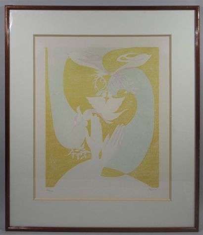 null BENN (1905-1989) "Poésie en jaune" Lithographie en couleur signée en bas à droite...