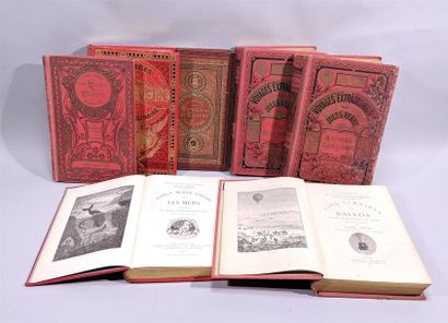 null Suite de 7 volumes reliés Jules VERNE - Collection HETZEL dont : Cinq semaines...