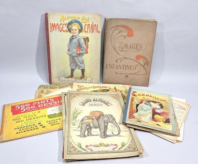 null Collection d'anciens volumes et contes, ouvrages de lecture et de coloriage...