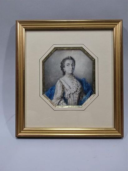 null Ecole française fin XVIIIe siècle : "Portrait" Huile sur parchemin