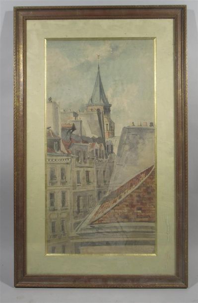 null Maurice DAINVILLE (1856-1943) "Vue de la fenêtre de l'atelier Coquart, Rue du...