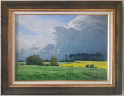 null Henri IZQUIERDO (né en 1926) "Avant l'orage" Huile sur toile signée en bas à...