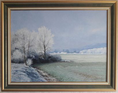 null Henri IZQUIERDO (né en 1926) "Givre matinal" Huile sur toile signée en bas à...