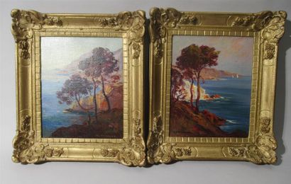 null M. MAUSSANE (XXe) "Deux bords de mer en Corse" Deux huiles sur toile signées...