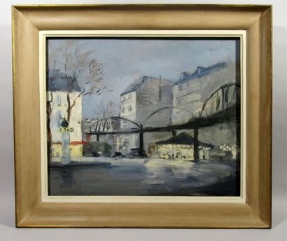 null Alphonse QUIZET (1885-1955) "Paysage" Huile sur toile titrée au dos sur le châssis,...