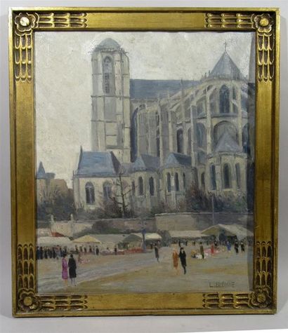 null Alfons BLOMME (1889-1979) "Cathédrale de Rouen" Huile sur toile signée en bas...