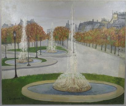 null Henriette SCHUMANN (1911-2002) "La place de la Concorde" Huile sur toile signée...