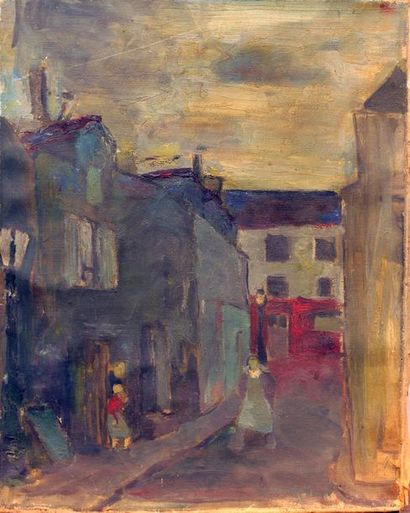 null Jean LANGLOIS (8 mars 1923-15 janvier 2014) « Une rue de Montmartre le soir,...