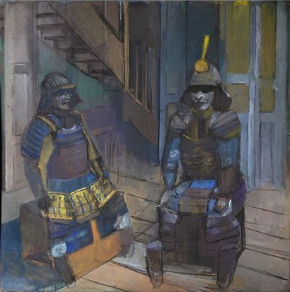 null Jean LANGLOIS (8 mars 1923-15 janvier 2014) « Deux samouraïs, paravents et escalier...