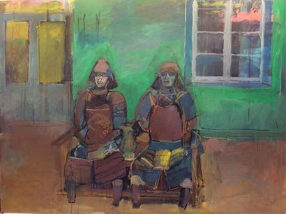 null Jean LANGLOIS (8 mars 1923-15 janvier 2014) « Deux samouraïs assis sur un banc,...